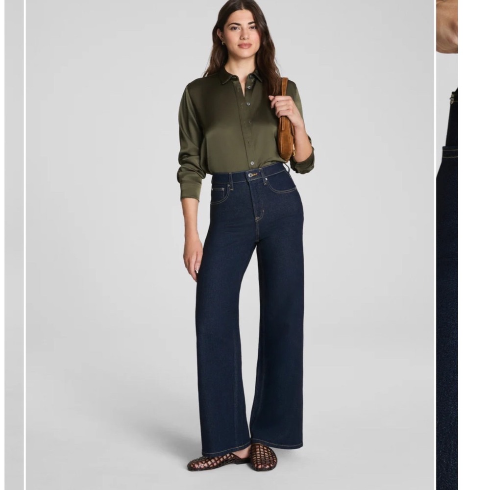 SPANX Authentic 360 Wide Leg Jeans In  Marina‎ Size Large